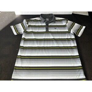 Callaway Polo Shirt Size Mens L Charcoal Gray Striped‎ Opti-Dri Golf Performance